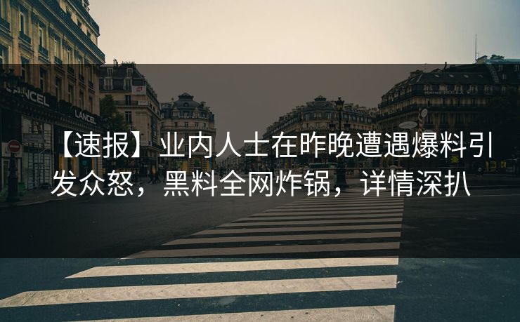 【速报】业内人士在昨晚遭遇爆料引发众怒，黑料全网炸锅，详情深扒