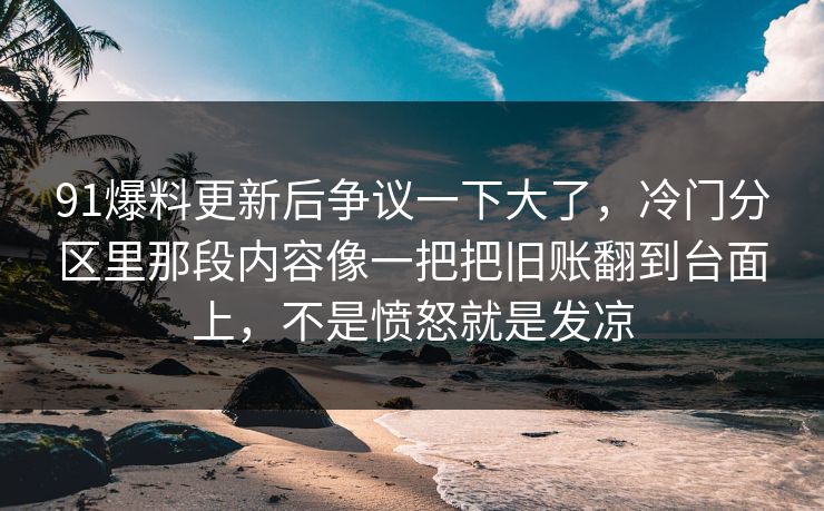 91爆料更新后争议一下大了，冷门分区里那段内容像一把把旧账翻到台面上，不是愤怒就是发凉
